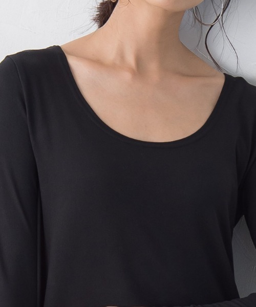 Pierrot（ピエロ）の「［シアバター加工］あったかインナーワンピース（インナーウェア/肌着・レディース・ブラック/オフホワイト・L/M/S）」の8枚目の写真