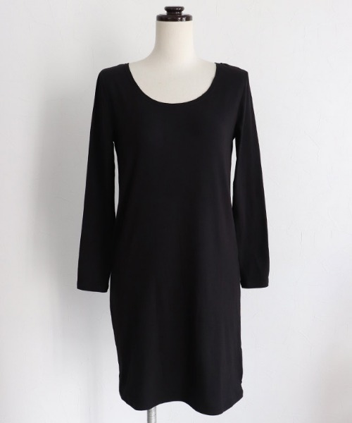 Pierrot（ピエロ）の「［シアバター加工］あったかインナーワンピース（インナーウェア/肌着・レディース・ブラック/オフホワイト・L/M/S）」の6枚目の写真