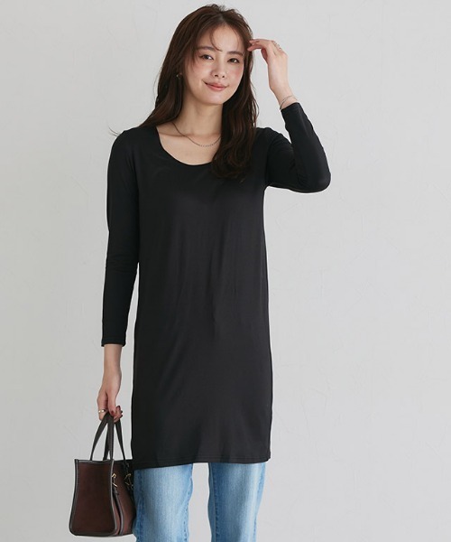 Pierrot（ピエロ）の「［シアバター加工］あったかインナーワンピース（インナーウェア/肌着・レディース・ブラック/オフホワイト・L/M/S）」の15枚目の写真