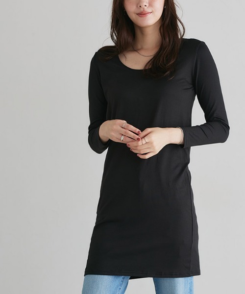 Pierrot（ピエロ）の「［シアバター加工］あったかインナーワンピース（インナーウェア/肌着・レディース・ブラック/オフホワイト・L/M/S）」の14枚目の写真