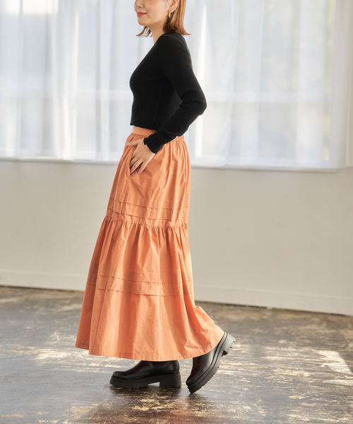 JOURNAL STANDARD（ジャーナルスタンダード）の「メモリータックティアードスカート◆（スカート・レディース・ブラック/オレンジ・36/38）」の20枚目の写真