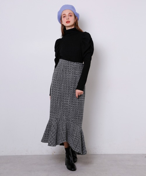 Seemi. byNICECLAUP( シーミーバイナイスクラップ)の「切替アシンメトリーマーメイドスカート(スカート・レディース・ブラック/サックスブルー/グレー系その他・FREE)」の12枚目の写真