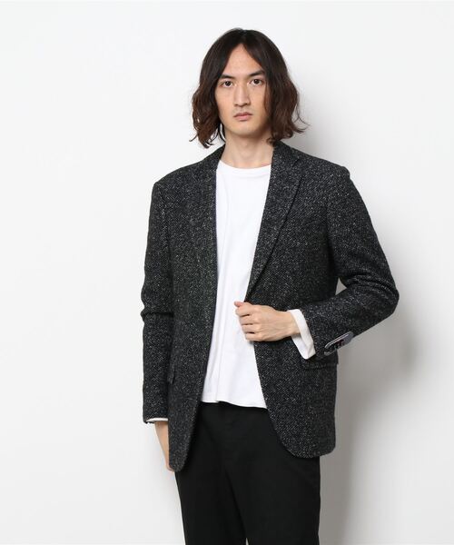 Alexander Julian(アレキサンダージュリアン)の「アレキサンダージュリアンメンズ/ALEXANDER JULIAN:MEN マペル/MAPEL ウール混ブークレー 2ボタンジャケット(テーラードジャケット・メンズ・ブラック・MEDIUM/LARGE/X-LARGE/S)」の5枚目の写真