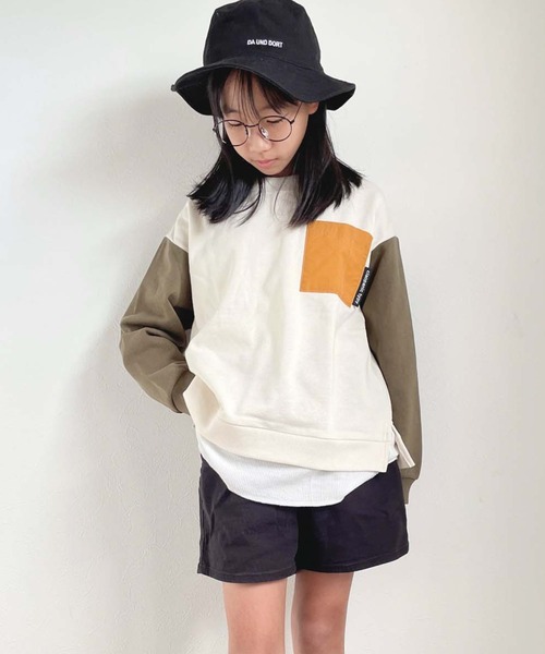 CIAOPANIC TYPY(チャオパニックティピー)の「【KIDS】切り替えポケットレイヤード風プルオーバー(Tシャツ/カットソー・キッズ・グレー/アイボリー/カーキ・XX-LARGE/LARGE/SMALL/MEDIUM/X-LARGE)」の3枚目の写真