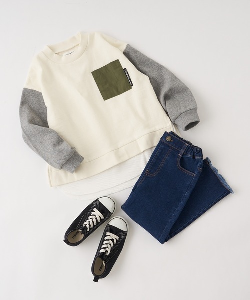 CIAOPANIC TYPY(チャオパニックティピー)の「【KIDS】切り替えポケットレイヤード風プルオーバー(Tシャツ/カットソー・キッズ・グレー/アイボリー/カーキ・XX-LARGE/LARGE/SMALL/MEDIUM/X-LARGE)」の9枚目の写真