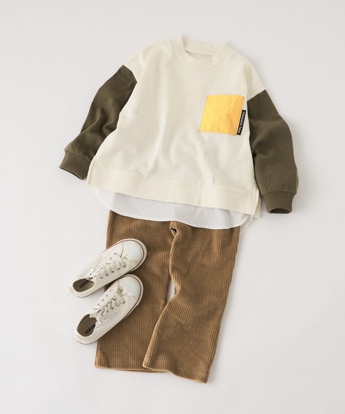 CIAOPANIC TYPY(チャオパニックティピー)の「【KIDS】切り替えポケットレイヤード風プルオーバー(Tシャツ/カットソー・キッズ・グレー/アイボリー/カーキ・XX-LARGE/LARGE/SMALL/MEDIUM/X-LARGE)」の8枚目の写真
