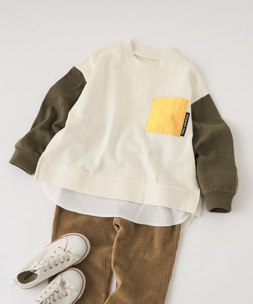 CIAOPANIC TYPY(チャオパニックティピー)の「【KIDS】切り替えポケットレイヤード風プルオーバー(Tシャツ/カットソー・キッズ・グレー/アイボリー/カーキ・XX-LARGE/LARGE/SMALL/MEDIUM/X-LARGE)」の12枚目の写真