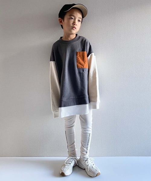 CIAOPANIC TYPY(チャオパニックティピー)の「【KIDS】切り替えポケットレイヤード風プルオーバー(Tシャツ/カットソー・キッズ・グレー/アイボリー/カーキ・XX-LARGE/LARGE/SMALL/MEDIUM/X-LARGE)」の10枚目の写真