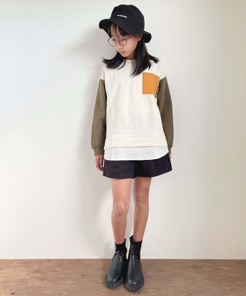 CIAOPANIC TYPY(チャオパニックティピー)の「【KIDS】切り替えポケットレイヤード風プルオーバー(Tシャツ/カットソー・キッズ・グレー/アイボリー/カーキ・XX-LARGE/LARGE/SMALL/MEDIUM/X-LARGE)」の11枚目の写真