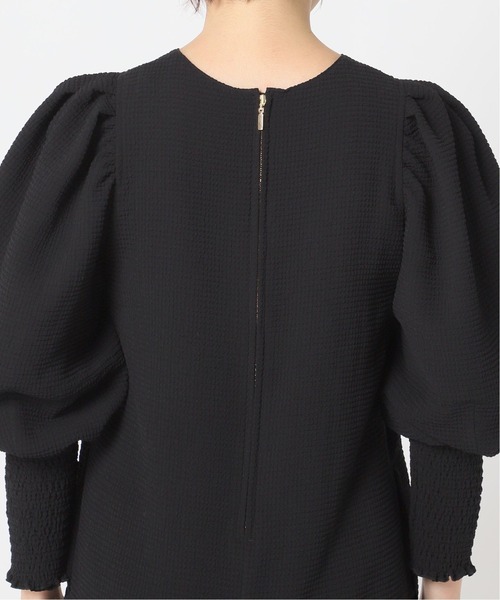 美品⁑ノーブル　クレープマテリアルボリュームスリーブワンピース　ブラック　ロング Noble（ノーブル）の「クレープマテリアルボリュームスリーブ