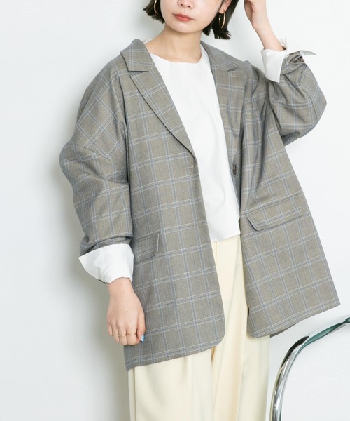 KBF（ケイビーエフ）の「オーバーサイズメンズジャケット（テーラードジャケット・レディース・グレー系その他/ブルー系その他・ONE）」の2枚目の写真