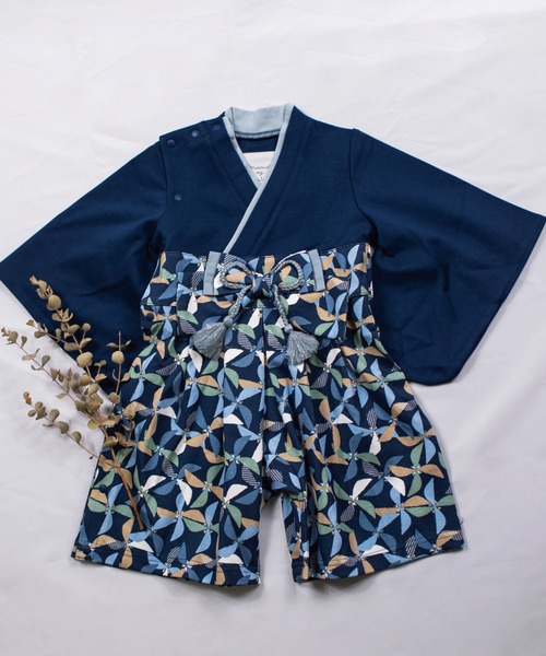 mocmof（モクモフ）の「袴ロンパース（ロンパース・キッズ・イエロー/グレー/ピンク/ネイビー・80ｃｍ/90cm/70cm）」の3枚目の写真