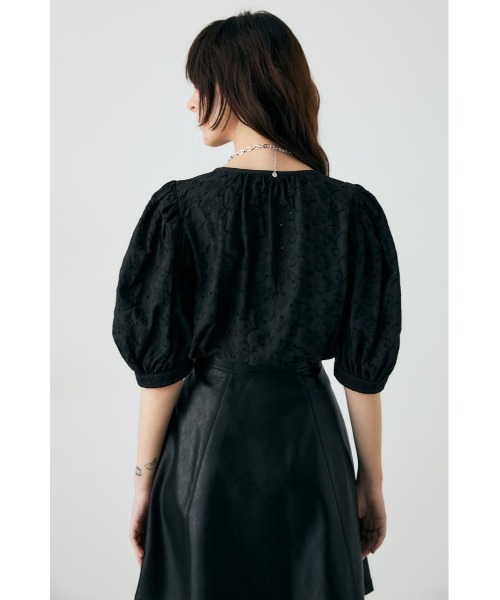 moussy EYELET CAPSLEEVE ブラウス MOUSSY EYELET CAPSLEEVE ブラウス BLK -ファッション通販