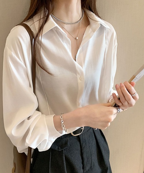 meJane(ミージェーン)の「シンプルシルエットピンタック大人カラーシャツ【ZOZOTOWN限定】(シャツ/ブラウス・レディース・ホワイト/ライトブルー/ブラック/ライトベージュ・FREE)」の6枚目の写真