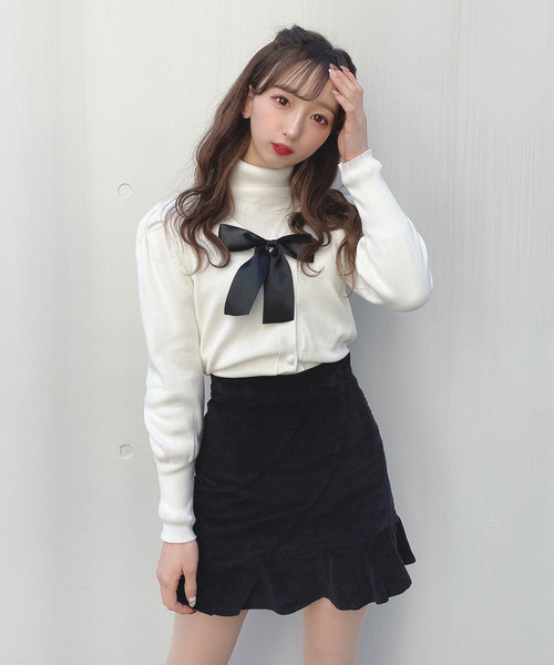 titty&Co. PETIT(ティティアンドコープティ)の「【titty&Co.PETIT】2WAYリボンカーデトップス(カーディガン/ボレロ・レディース・グレー/ホワイト/ブラック・FREE)」の5枚目の写真