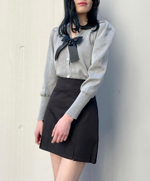 titty&Co. PETIT(ティティアンドコープティ)の「【titty&Co.PETIT】2WAYリボンカーデトップス(カーディガン/ボレロ・レディース・グレー/ホワイト/ブラック・FREE)」の9枚目の写真