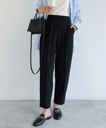 andme | 梨地ポンチストレッチセンタープレステーパードパンツ(スラックス)