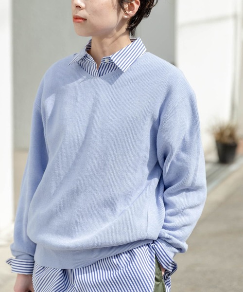 URBAN RESEARCH DOORS（アーバンリサーチドアーズ）の「コットンレギュラーカラーオーバーシャツ（シャツ/ブラウス・レディース・ブルー/ブルー系その他/ブラック系その他・1）」の4枚目の写真