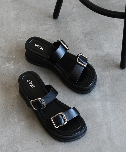 sango（sango）の「ダブルベルトボリュームソールサンダル（サンダル・レディース・ブラック/ホワイト/シルバー・SS/LL/M/S/3L/L）」の2枚目の写真