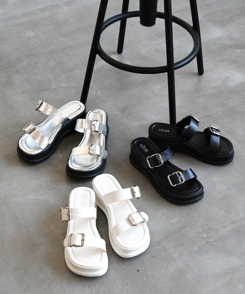 sango（sango）の「ダブルベルトボリュームソールサンダル（サンダル・レディース・ブラック/ホワイト/シルバー・SS/LL/M/S/3L/L）」の4枚目の写真