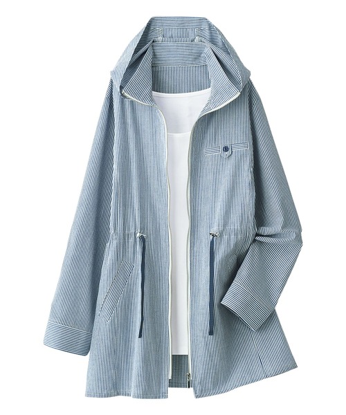 BELLUNA（ベルーナ）の「ＵＶカット綿１００％サマージャケット（その他アウター・レディース・ネイビー/ライトグレー/ストライプ/チェック・MEDIUM/LARGE/X-LARGE）」の7枚目の写真