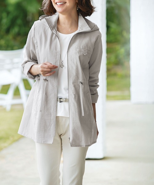 BELLUNA（ベルーナ）の「ＵＶカット綿１００％サマージャケット（その他アウター・レディース・ネイビー/ライトグレー/ストライプ/チェック・MEDIUM/LARGE/X-LARGE）」の8枚目の写真