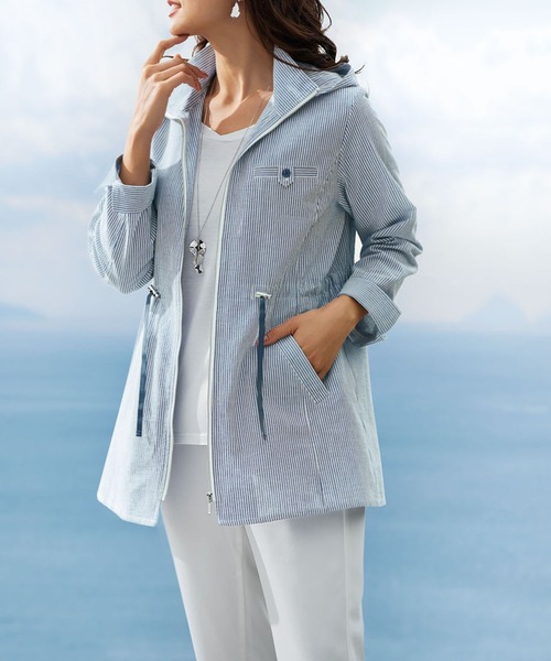 BELLUNA（ベルーナ）の「ＵＶカット綿１００％サマージャケット（その他アウター・レディース・ネイビー/ライトグレー/ストライプ/チェック・MEDIUM/LARGE/X-LARGE）」の10枚目の写真