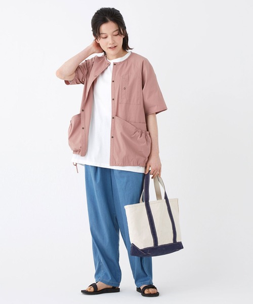 KRIFF MAYER Lady's Collection（クリフメイヤーレディースコレクション）の「5分袖シャツカーディガン（シャツ/ブラウス・レディース・ベージュ/ネイビー/カーキ/ピンク/カラフル・MEDIUM/LARGE）」の7枚目の写真