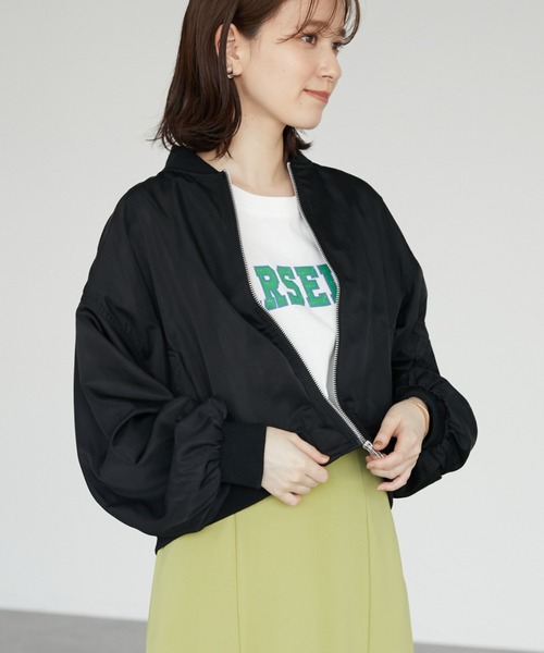 Green Parks(グリーンパークス)の「・ELENCARE DUE ショートMA-1(ブルゾン・レディース・ブラック/カーキ・FREE)」の2枚目の写真