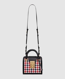 MRS. THOM MINI BAG W/ CONTRAST LEATHER FRAME IN GINGHAM WOOL SEERSUCKER WOOL