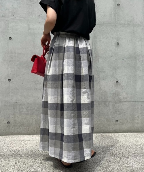 Doux archives（ドゥアルシーヴ）の「［ｗｅｂ限定］マルチ’ギンガムチェックカラースカート（スカート・レディース・グレー/ブルー/グリーン・FREE）」の6枚目の写真