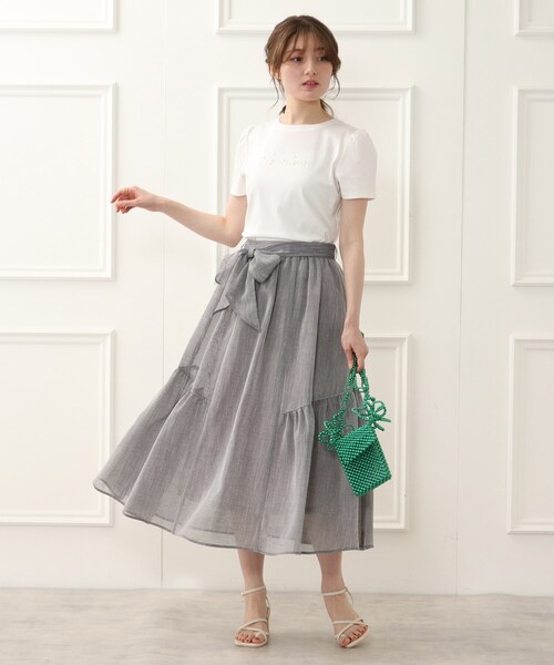 couture brooch（クチュールブローチ）の「◆洗える/リネンライク/セットアップ可能　ティアードスカート（スカート・レディース・グレー/サックスブルー/ブラウン系その他・40/38/42/36）」の19枚目の写真