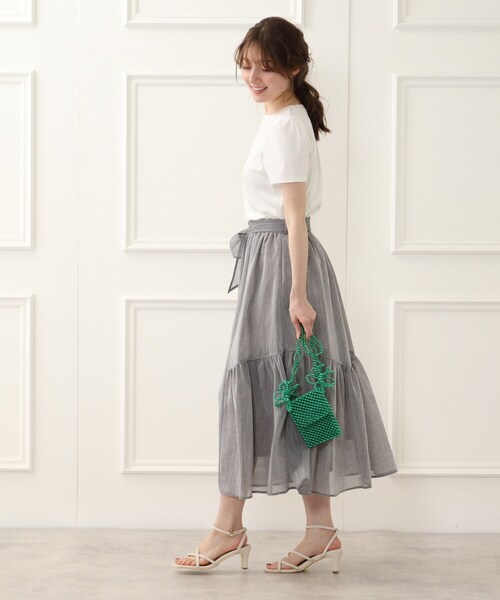 couture brooch（クチュールブローチ）の「◆洗える/リネンライク/セットアップ可能　ティアードスカート（スカート・レディース・グレー/サックスブルー/ブラウン系その他・40/38/42/36）」の22枚目の写真