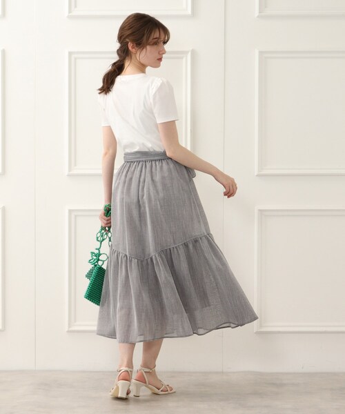 couture brooch（クチュールブローチ）の「◆洗える/リネンライク/セットアップ可能　ティアードスカート（スカート・レディース・グレー/サックスブルー/ブラウン系その他・40/38/42/36）」の14枚目の写真
