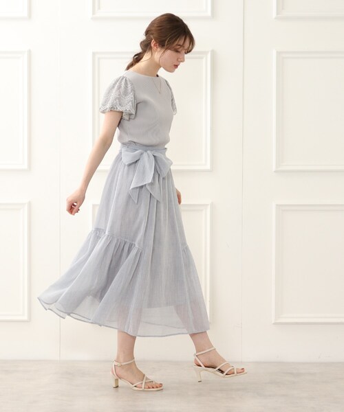 couture brooch（クチュールブローチ）の「◆洗える/リネンライク/セットアップ可能　ティアードスカート（スカート・レディース・グレー/サックスブルー/ブラウン系その他・40/38/42/36）」の17枚目の写真