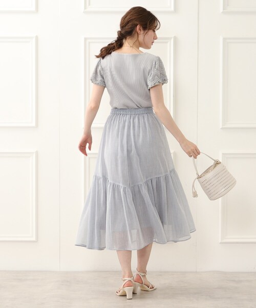 couture brooch（クチュールブローチ）の「◆洗える/リネンライク/セットアップ可能　ティアードスカート（スカート・レディース・グレー/サックスブルー/ブラウン系その他・40/38/42/36）」の20枚目の写真