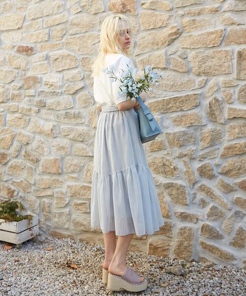 couture brooch（クチュールブローチ）の「◆洗える/リネンライク/セットアップ可能　ティアードスカート（スカート・レディース・グレー/サックスブルー/ブラウン系その他・40/38/42/36）」の15枚目の写真