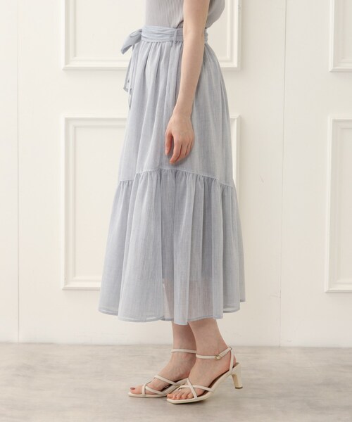 couture brooch（クチュールブローチ）の「◆洗える/リネンライク/セットアップ可能　ティアードスカート（スカート・レディース・グレー/サックスブルー/ブラウン系その他・40/38/42/36）」の16枚目の写真