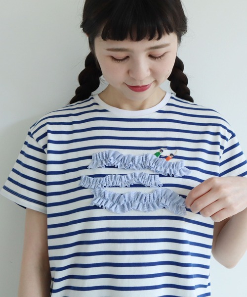 l'atelier du savon（アトリエドサボン）の「あら波フリルボーダーT