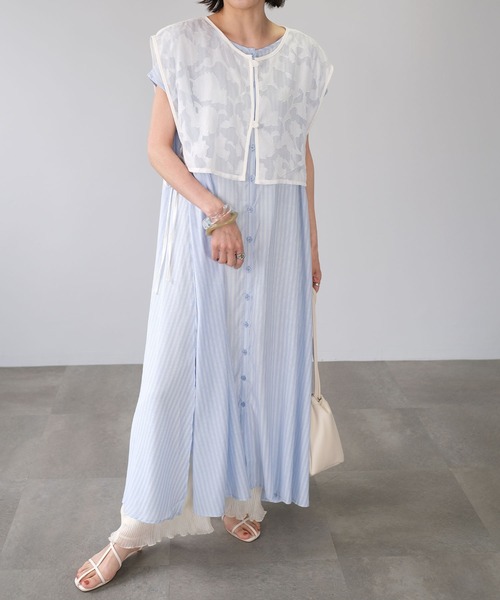 ＡＮＤＪ（アンドジェイ）の「花柄ドビーシフォン2WAYビスチェ（ベスト・レディース・オフホワイト/ブラック・M）」の10枚目の写真