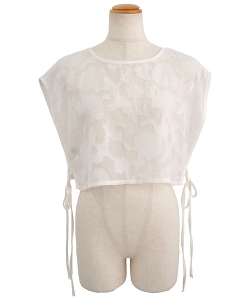 ＡＮＤＪ（アンドジェイ）の「花柄ドビーシフォン2WAYビスチェ（ベスト・レディース・オフホワイト/ブラック・M）」の21枚目の写真