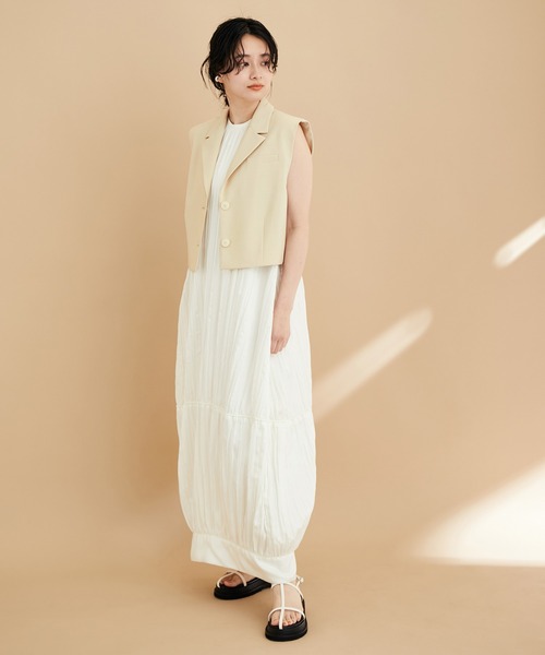 ADAM ET ROPÉ  ボア　ジレ　グレー ADAM ET ROPE'（アダムエロペ）の「サスペンダージレ（その他