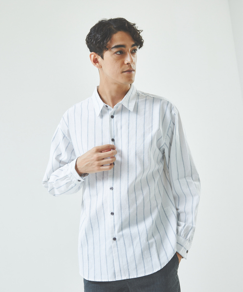 ABAHOUSE GRAY（アバハウスグレイ）の「コットン リネン ビッグシルエット 長袖 シャツ（シャツ/ブラウス・メンズ・モカ/ホワイト/ベージュ/ブルー/グリーン/オレンジ系その他・50/46/48）」の2枚目の写真