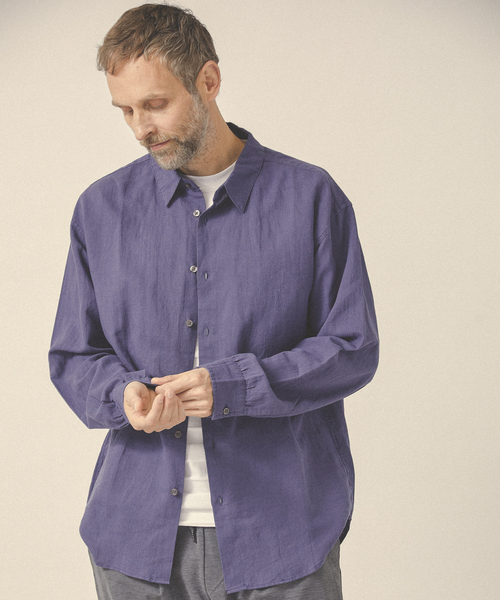 ABAHOUSE GRAY（アバハウスグレイ）の「コットン リネン ビッグシルエット 長袖 シャツ（シャツ/ブラウス・メンズ・モカ/ホワイト/ベージュ/ブルー/グリーン/オレンジ系その他・50/46/48）」の6枚目の写真