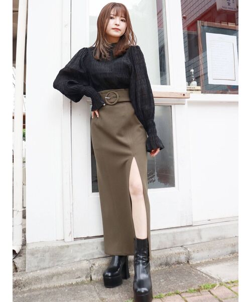 MURUA（ムルーア）の「ワッシャーボリュームブラウス（シャツ/ブラウス・レディース・ブラック/マスタード/アイボリー・FREE）」の4枚目の写真