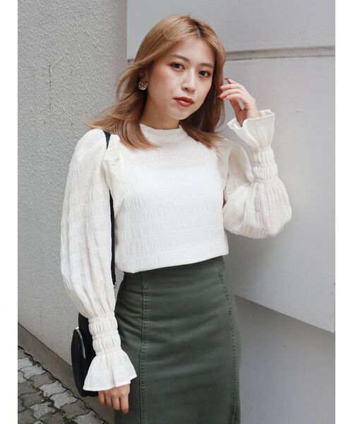 MURUA（ムルーア）の「ワッシャーボリュームブラウス（シャツ/ブラウス・レディース・ブラック/マスタード/アイボリー・FREE）」の9枚目の写真