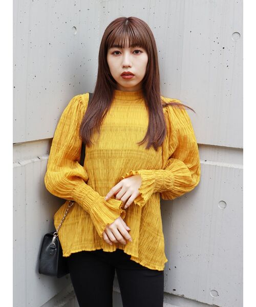 MURUA（ムルーア）の「ワッシャーボリュームブラウス（シャツ/ブラウス・レディース・ブラック/マスタード/アイボリー・FREE）」の12枚目の写真