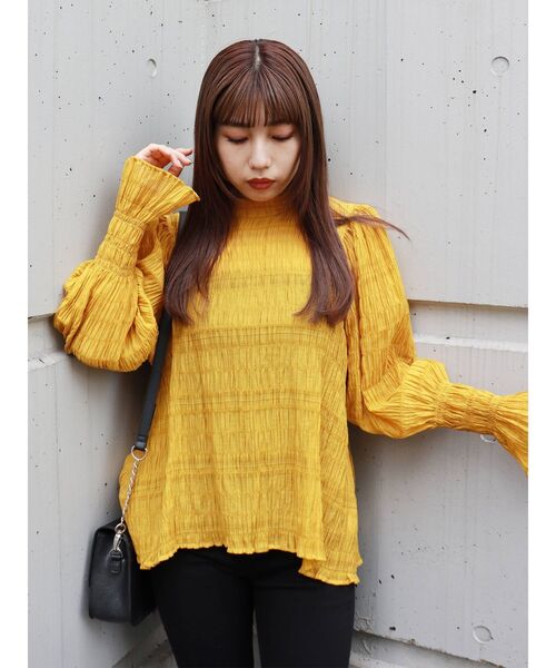 MURUA（ムルーア）の「ワッシャーボリュームブラウス（シャツ/ブラウス・レディース・ブラック/マスタード/アイボリー・FREE）」の10枚目の写真