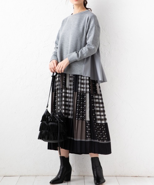 aunt lily（アントリリー）の「異素材切替ラウンドネックプルオーバー（その他トップス・レディース・ブラック/グレー/ブラウン・LL/L/M/3L）」の7枚目の写真