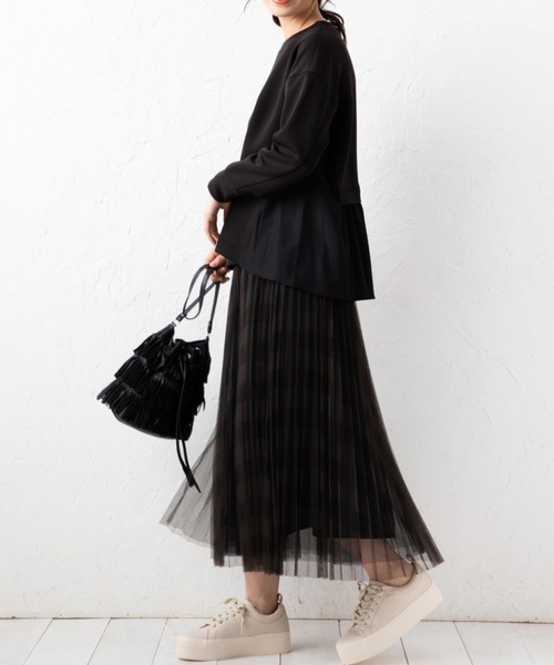 aunt lily（アントリリー）の「異素材切替ラウンドネックプルオーバー（その他トップス・レディース・ブラック/グレー/ブラウン・LL/L/M/3L）」の15枚目の写真